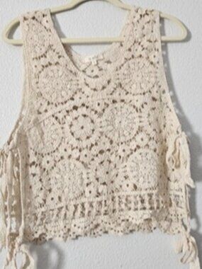 Womens Crochet Crop Top Sz S